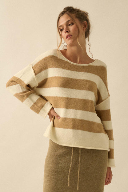 Promise the Label Striped Rolled-Edge Sweater