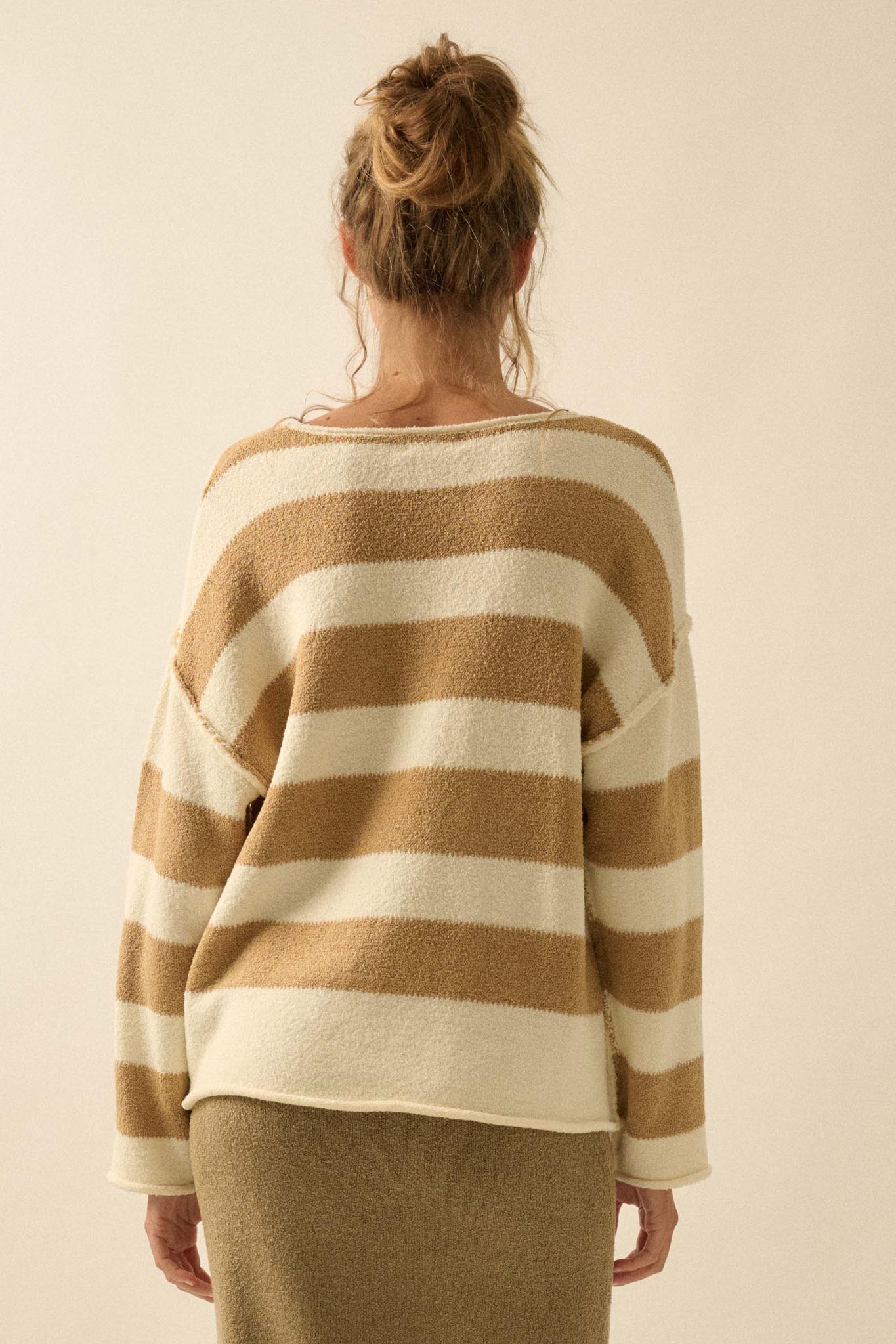 Promise the Label Striped Rolled-Edge Sweater