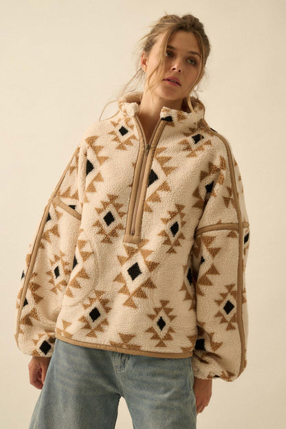 Sierra Sky Geo-Print Fleece Half-Zip Pullover
