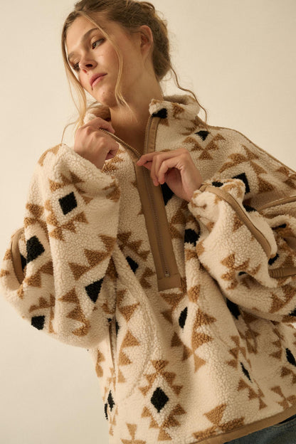 Sierra Sky Geo-Print Fleece Half-Zip Pullover