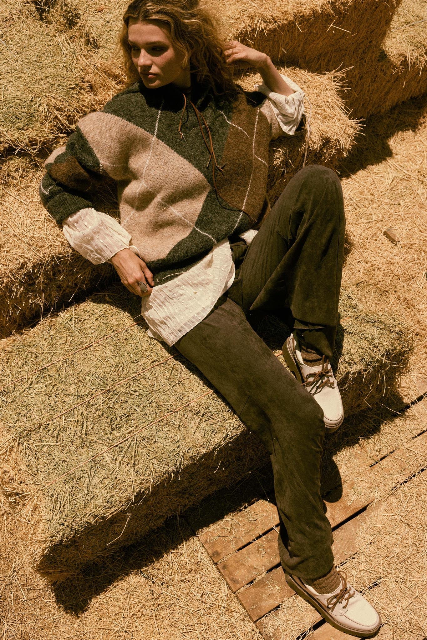 Crossing Paths Argyle Knit Collared Sweater