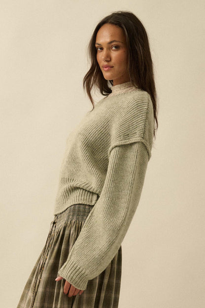 Good to Go Exposed-Seam Banded-Hem Sweater