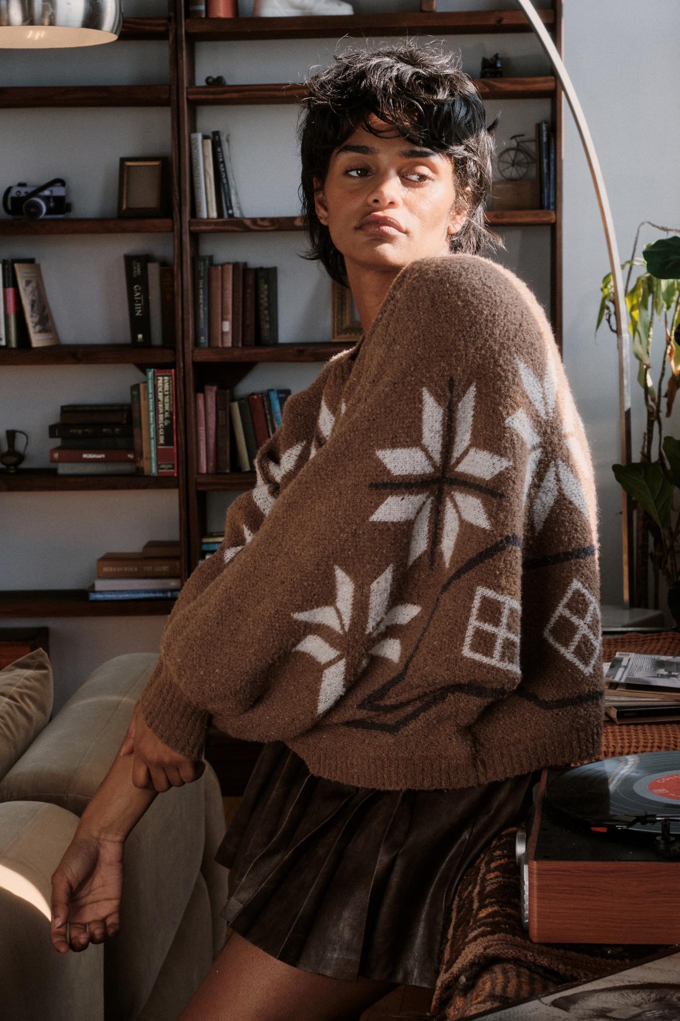 Northern Slopes Alpine-Knit Balloon Sleeve Sweater