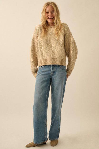 Live and Learn Marled Boucle Rib-Knit Sweater