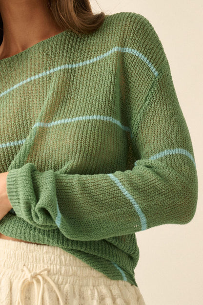 Sheer Me Out Striped Knit Loose-Fit Sweater