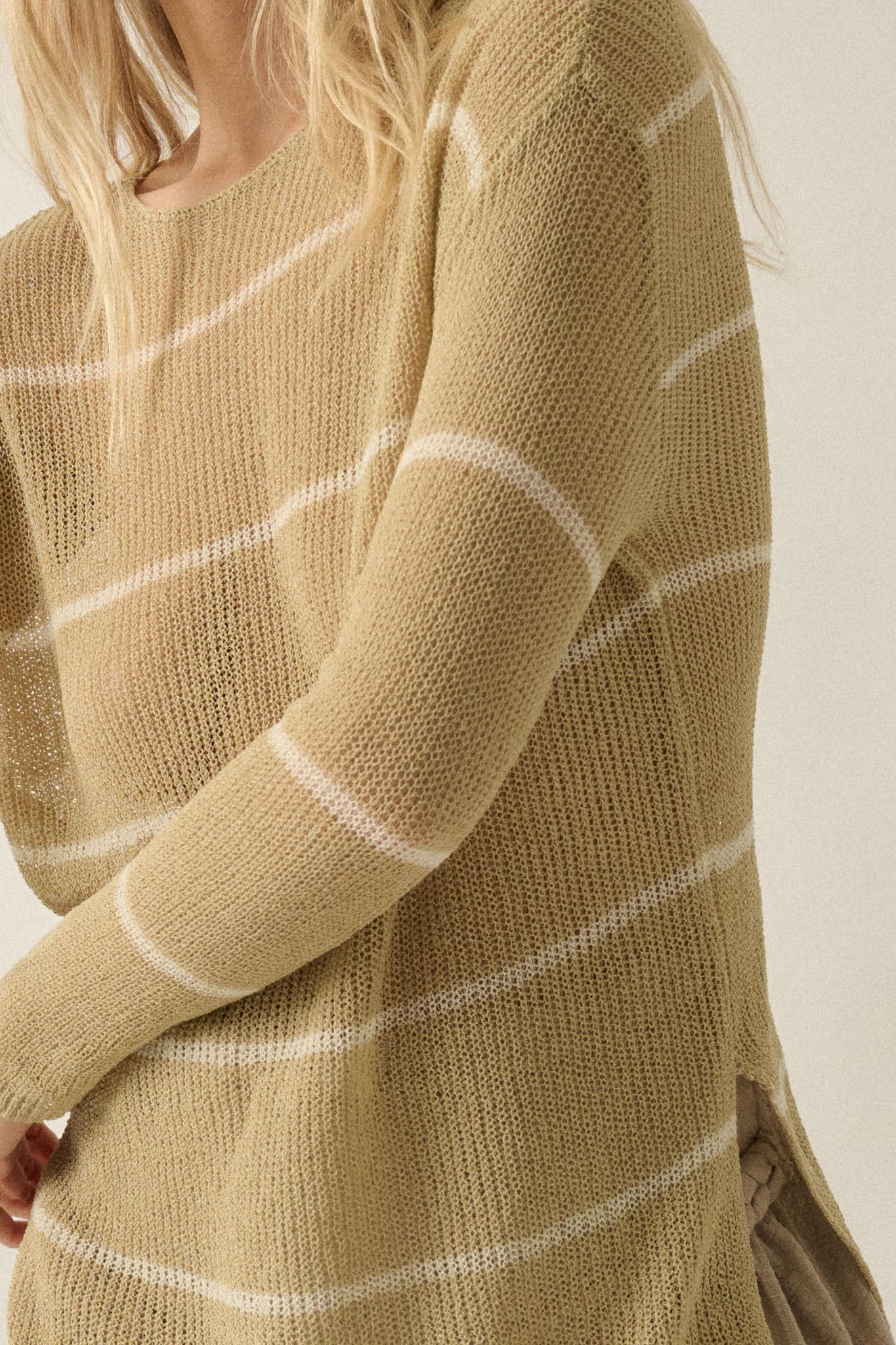 Sheer Me Out Striped Knit Loose-Fit Sweater