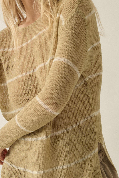 Sheer Me Out Striped Knit Loose-Fit Sweater