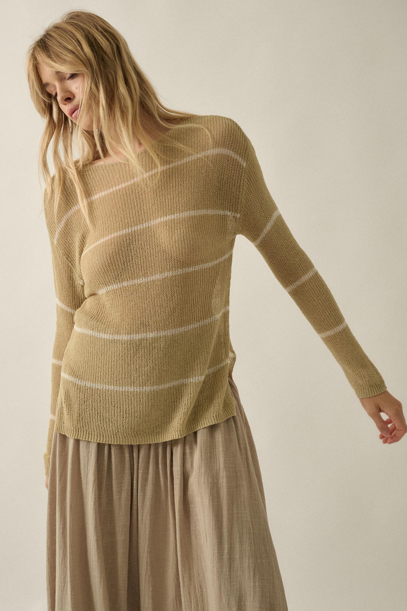 Sheer Me Out Striped Knit Loose-Fit Sweater