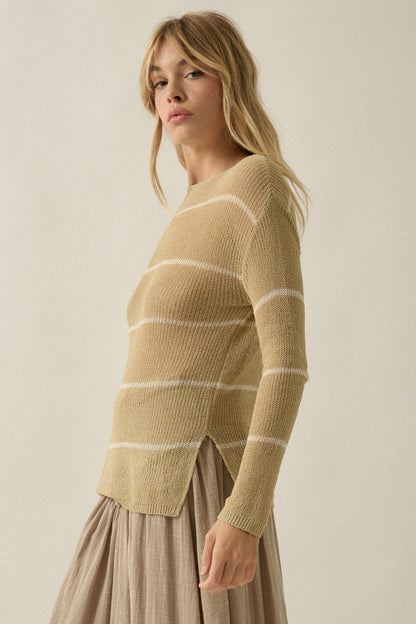 Sheer Me Out Striped Knit Loose-Fit Sweater