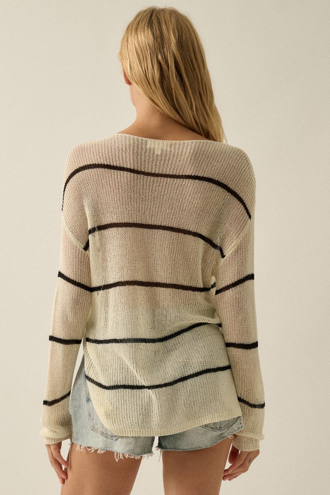 Sheer Me Out Striped Knit Loose-Fit Sweater