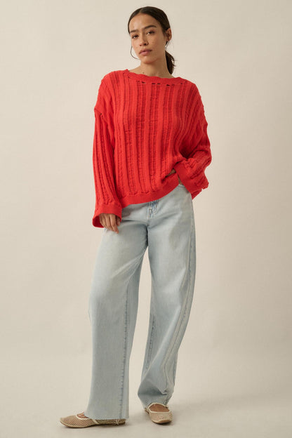 Find Your Way Oversize Ladder-Knit Sweater