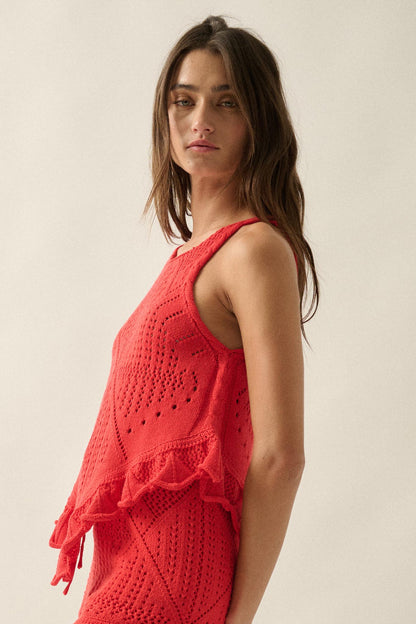 Crochet All Day Crochet-Knit Ruffle Tank Top