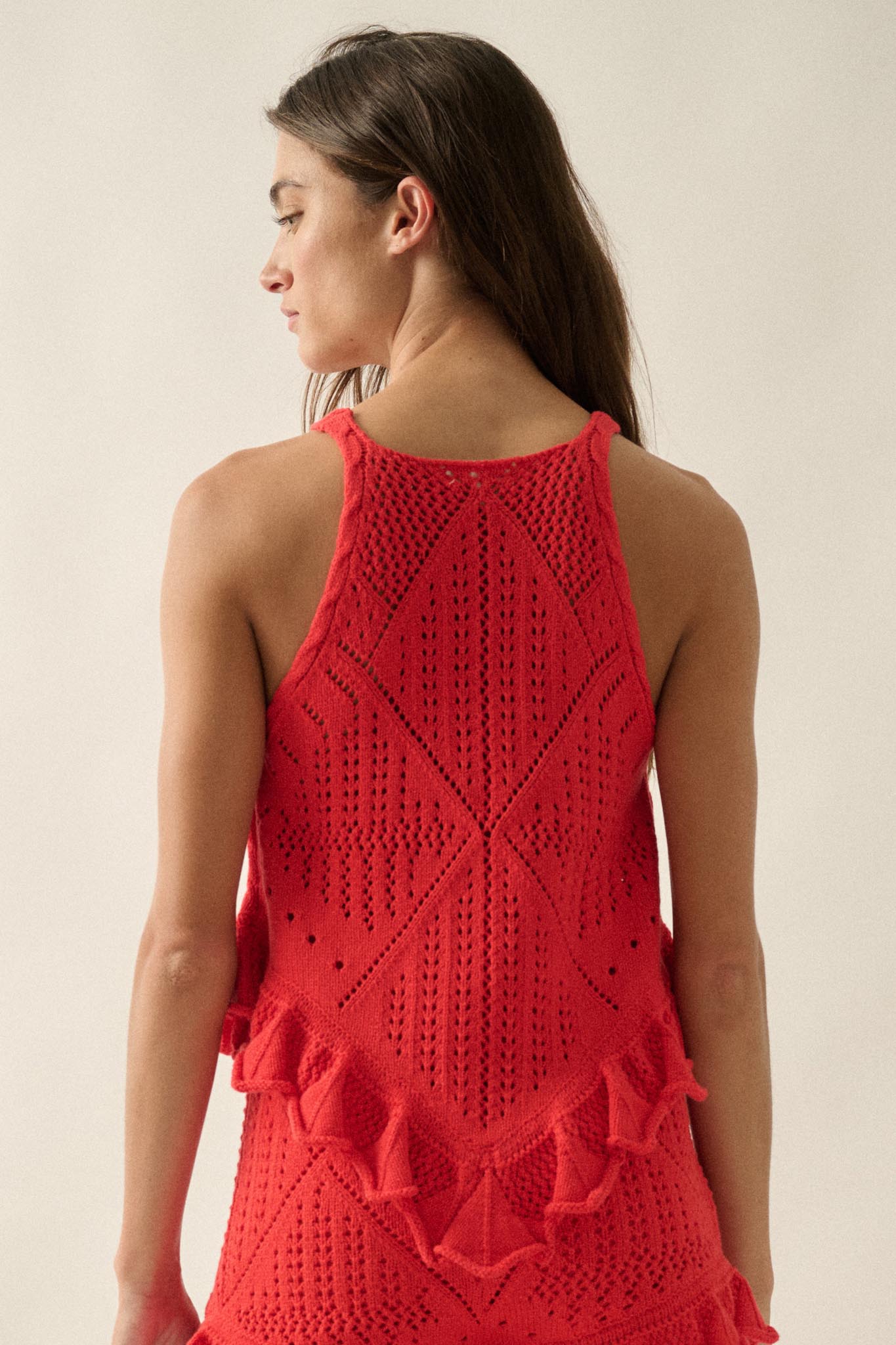 Crochet All Day Crochet-Knit Ruffle Tank Top