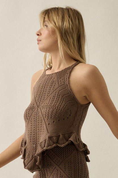Crochet All Day Crochet-Knit Ruffle Tank Top