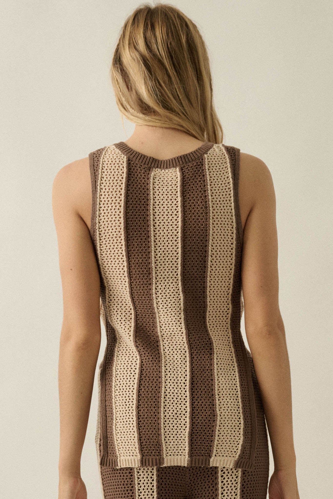 Sooner or Later Striped Crochet-Knit Tunic Tank Top