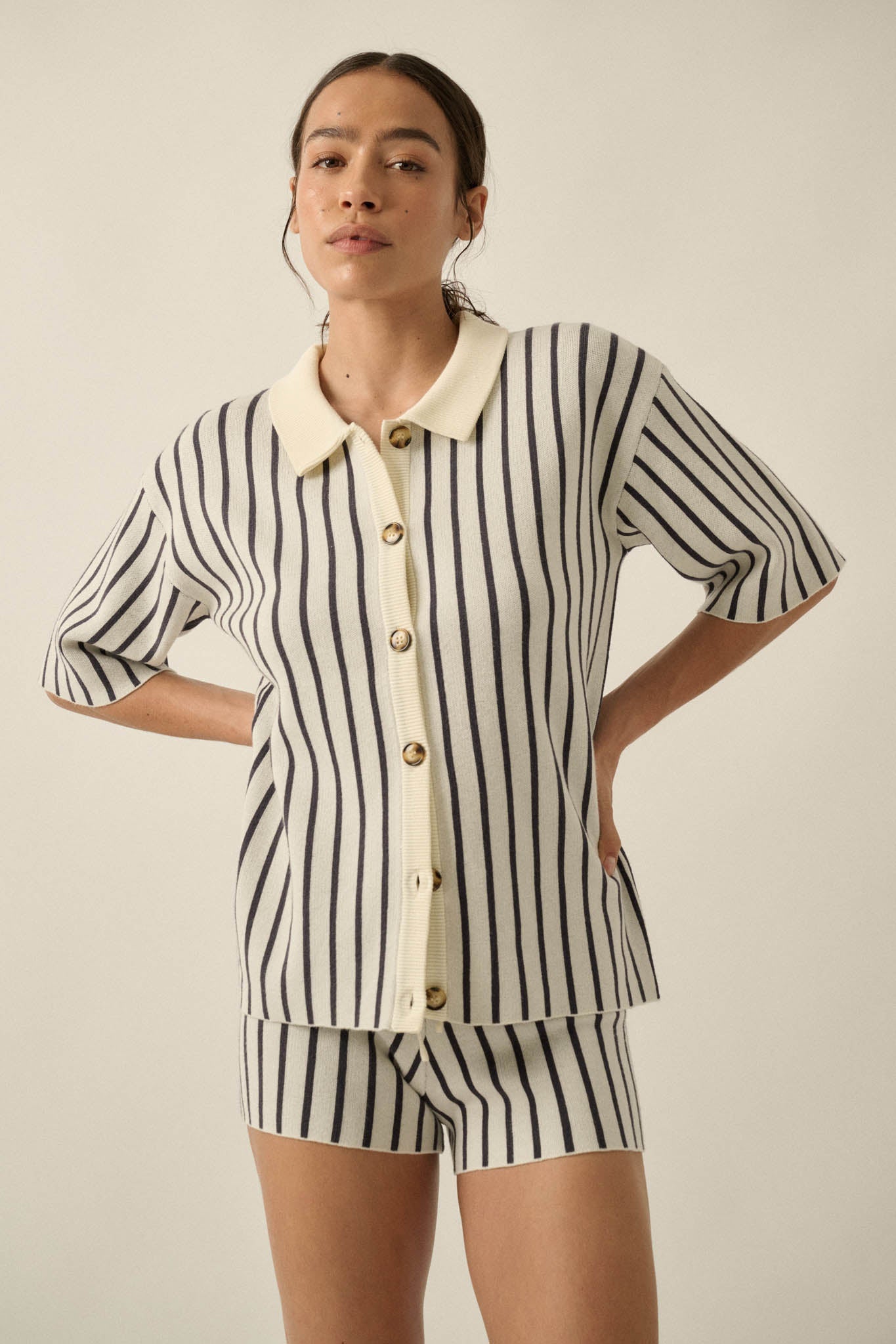Cabana Club Striped Knit Button-Up Resort Shirt