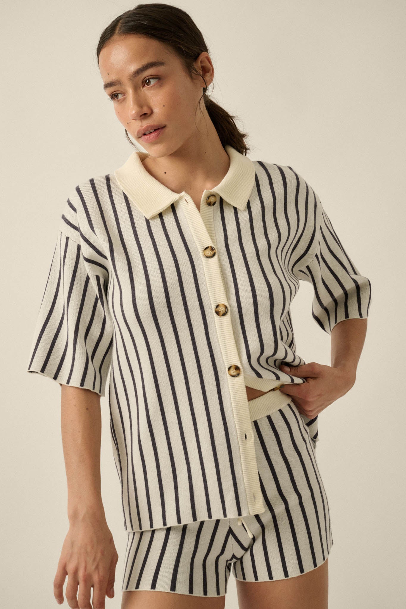 Cabana Club Striped Knit Button-Up Resort Shirt