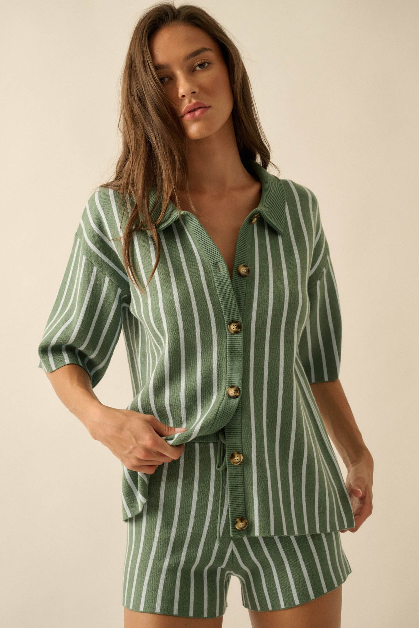 Cabana Club Striped Knit Button-Up Resort Shirt