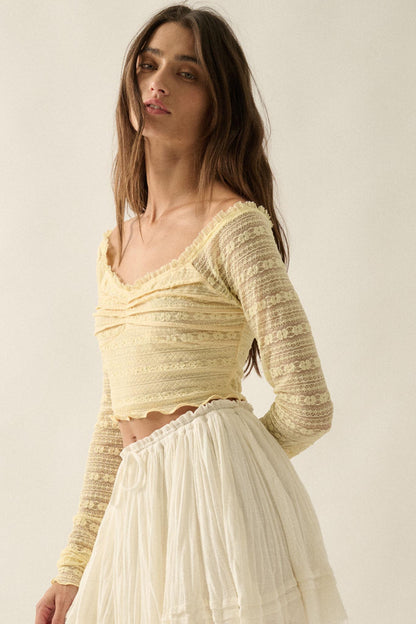 Beautiful Life Floral Lace Long-Sleeve Crop top