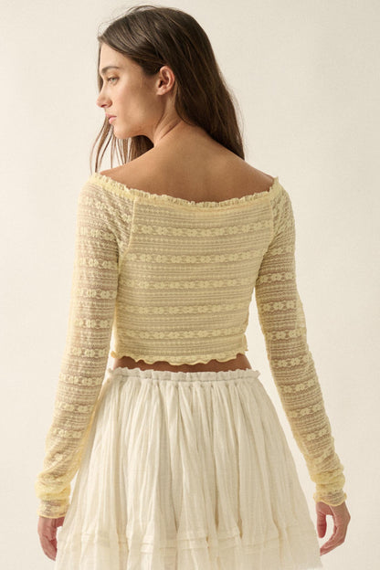 Beautiful Life Floral Lace Long-Sleeve Crop top