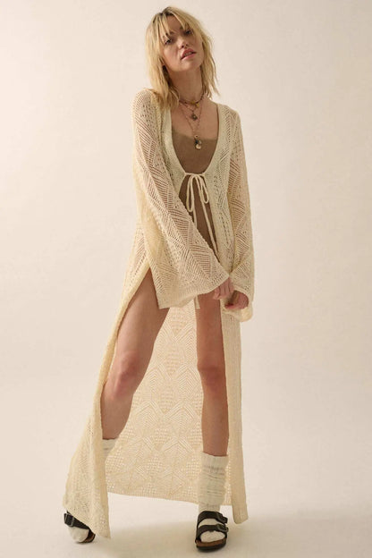 Diamond Days Geometric Crochet Duster Cardigan