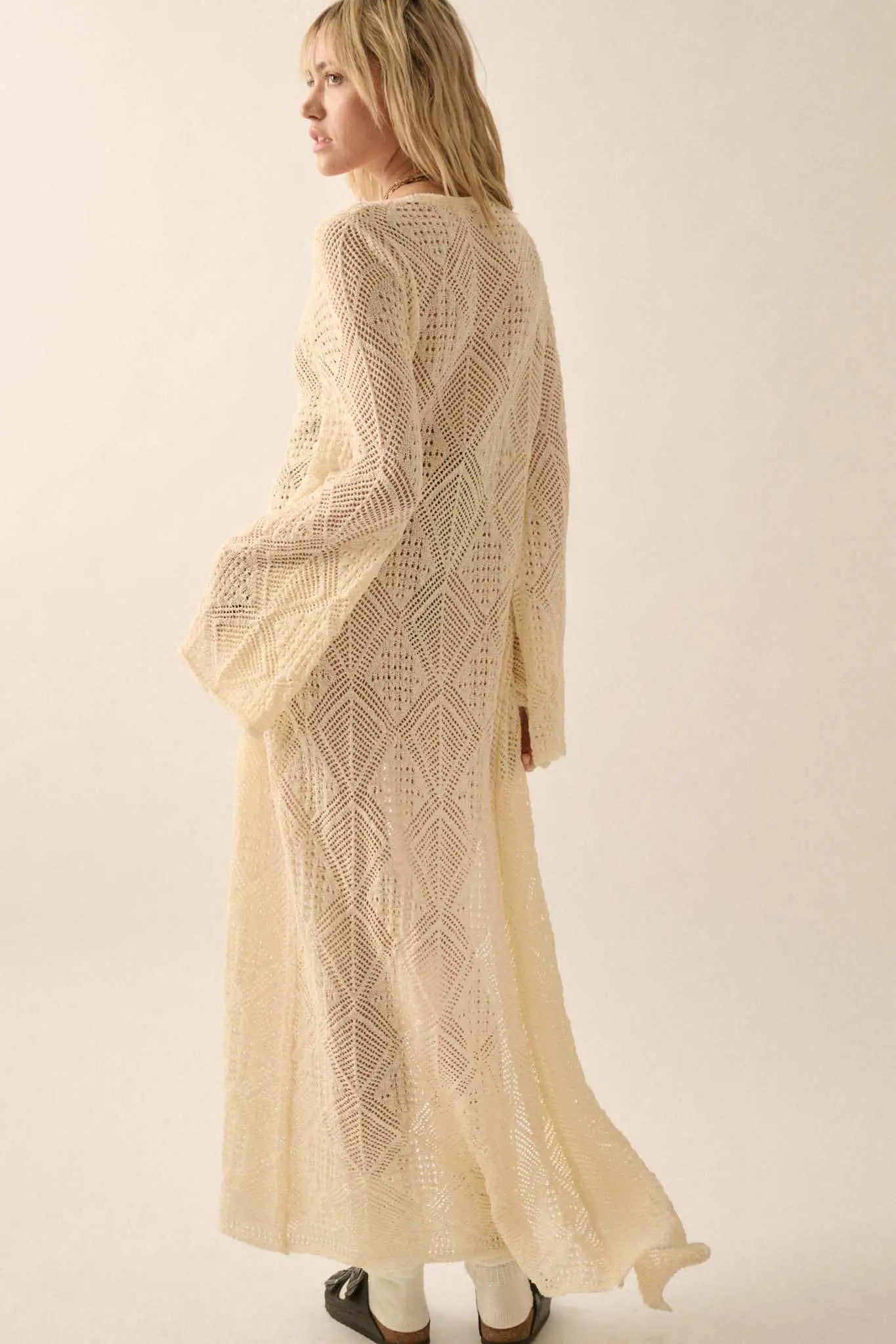 Diamond Days Geometric Crochet Duster Cardigan
