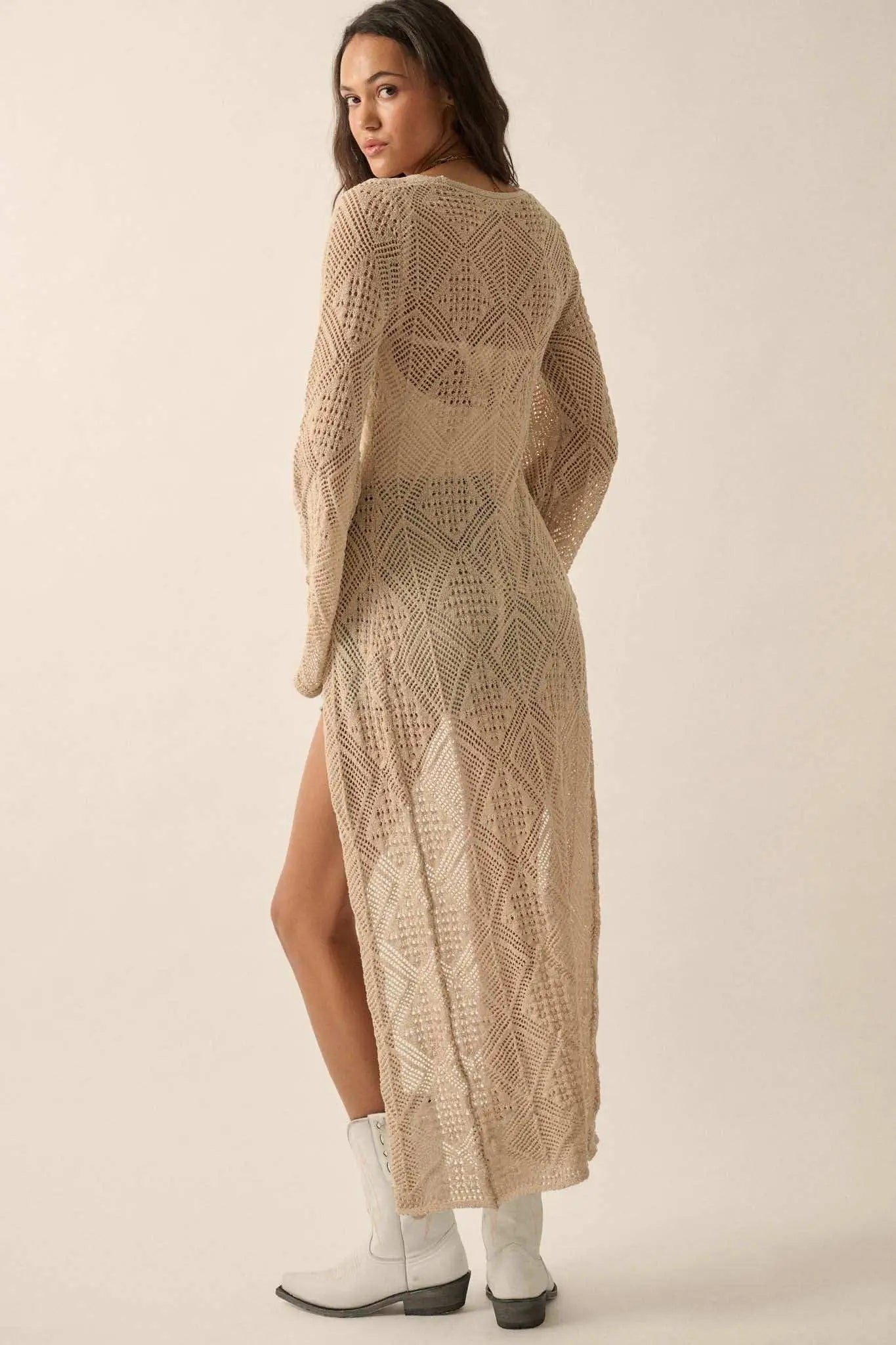 Diamond Days Geometric Crochet Duster Cardigan