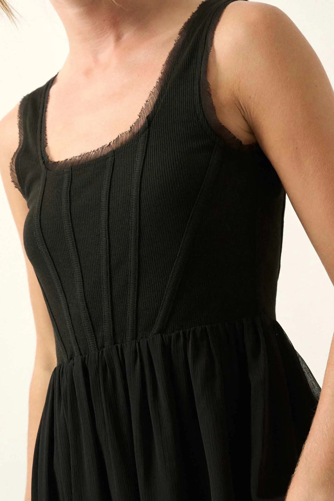Perfect Afternoon Chiffon and Rib-Knit Maxi Dress