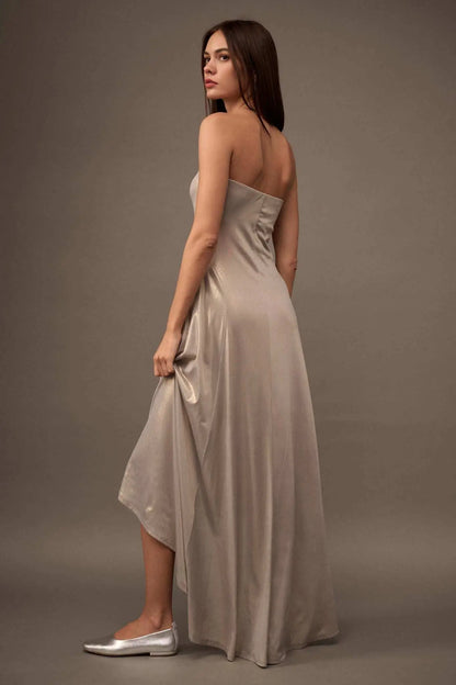 Love the Nightlife Strapless Shimmer Maxi Dress