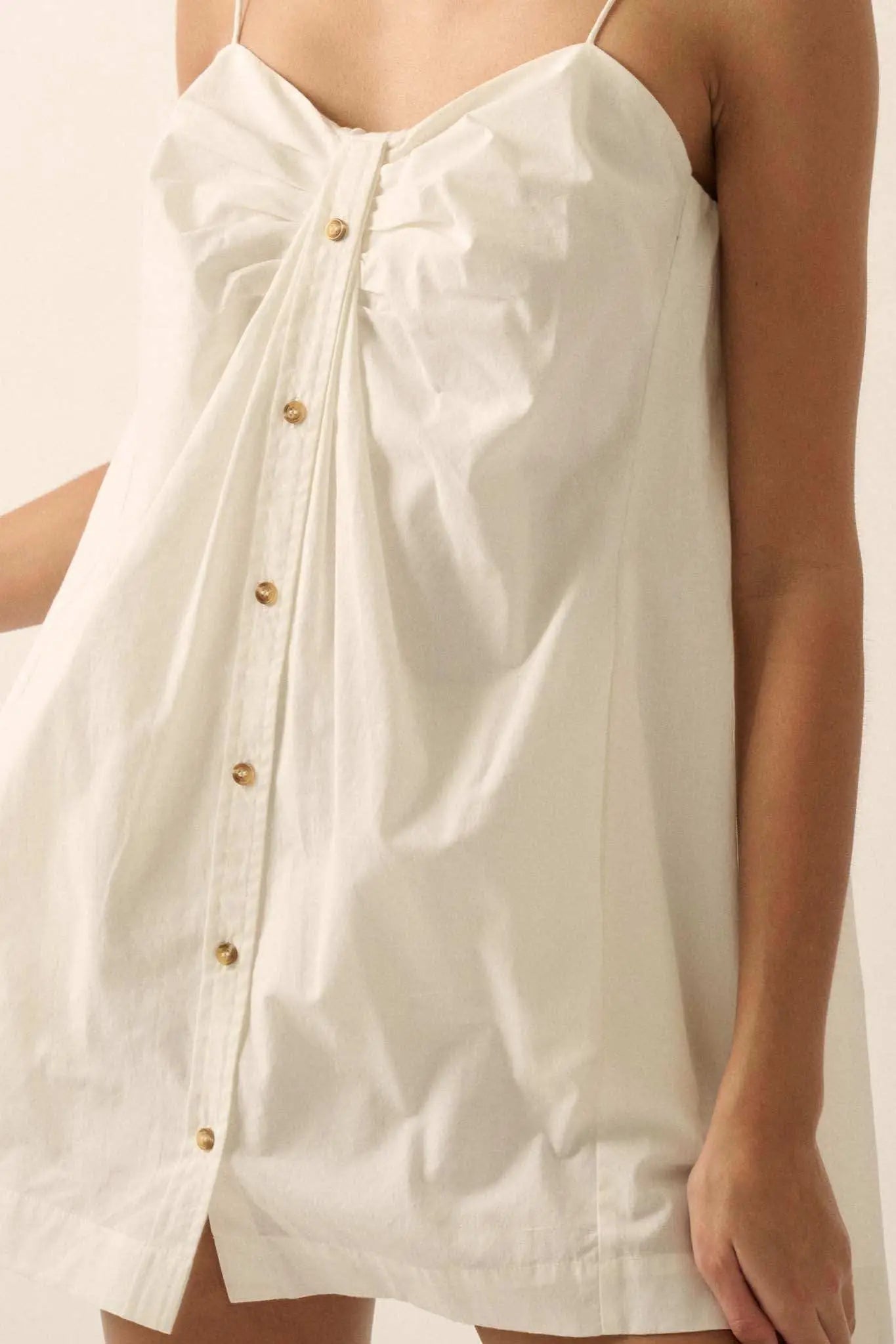 Shirt Story Pleated Button-Front Cami Mini Dress