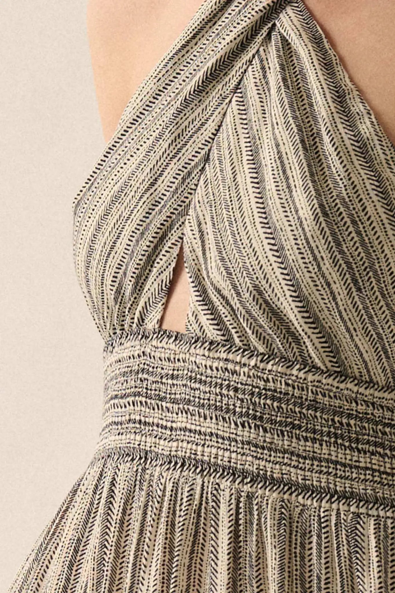 Soul Journey Striped Cross-Front Halter Maxi Dress