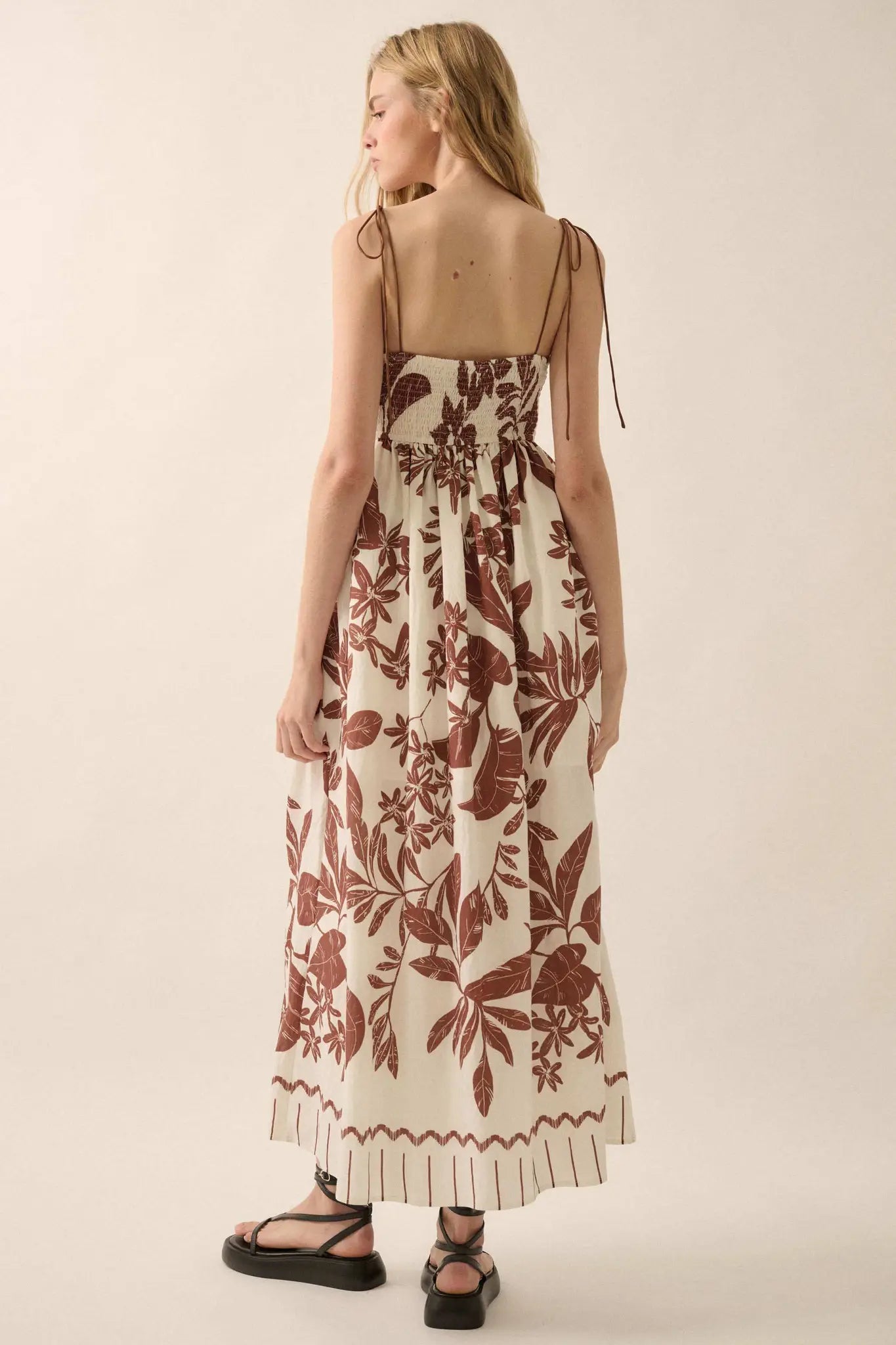 Botanical Beauty Tropical High-Waist Midi Dress