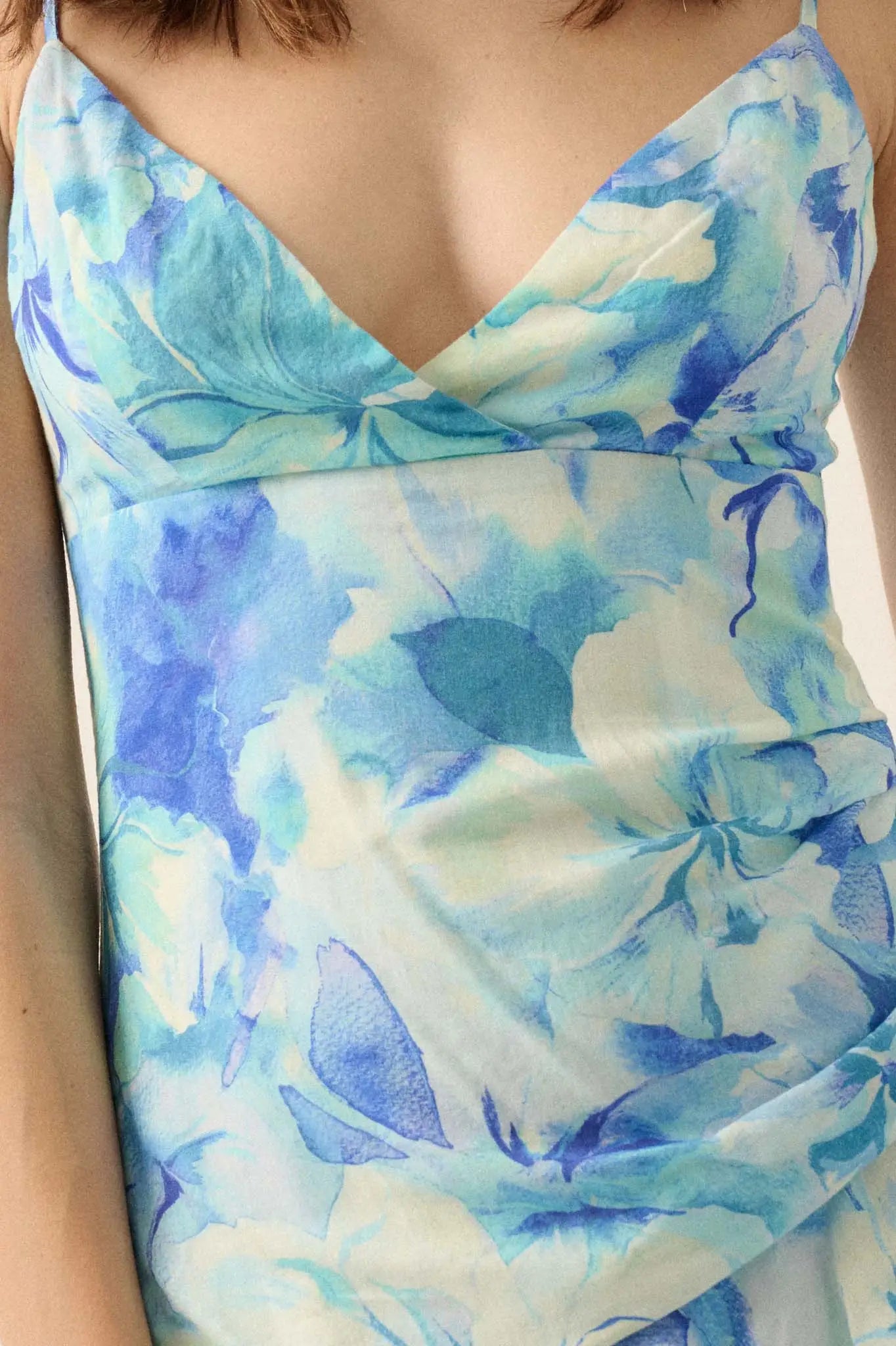 Cerulean Blooms Floral Wrapped Maxi Dress