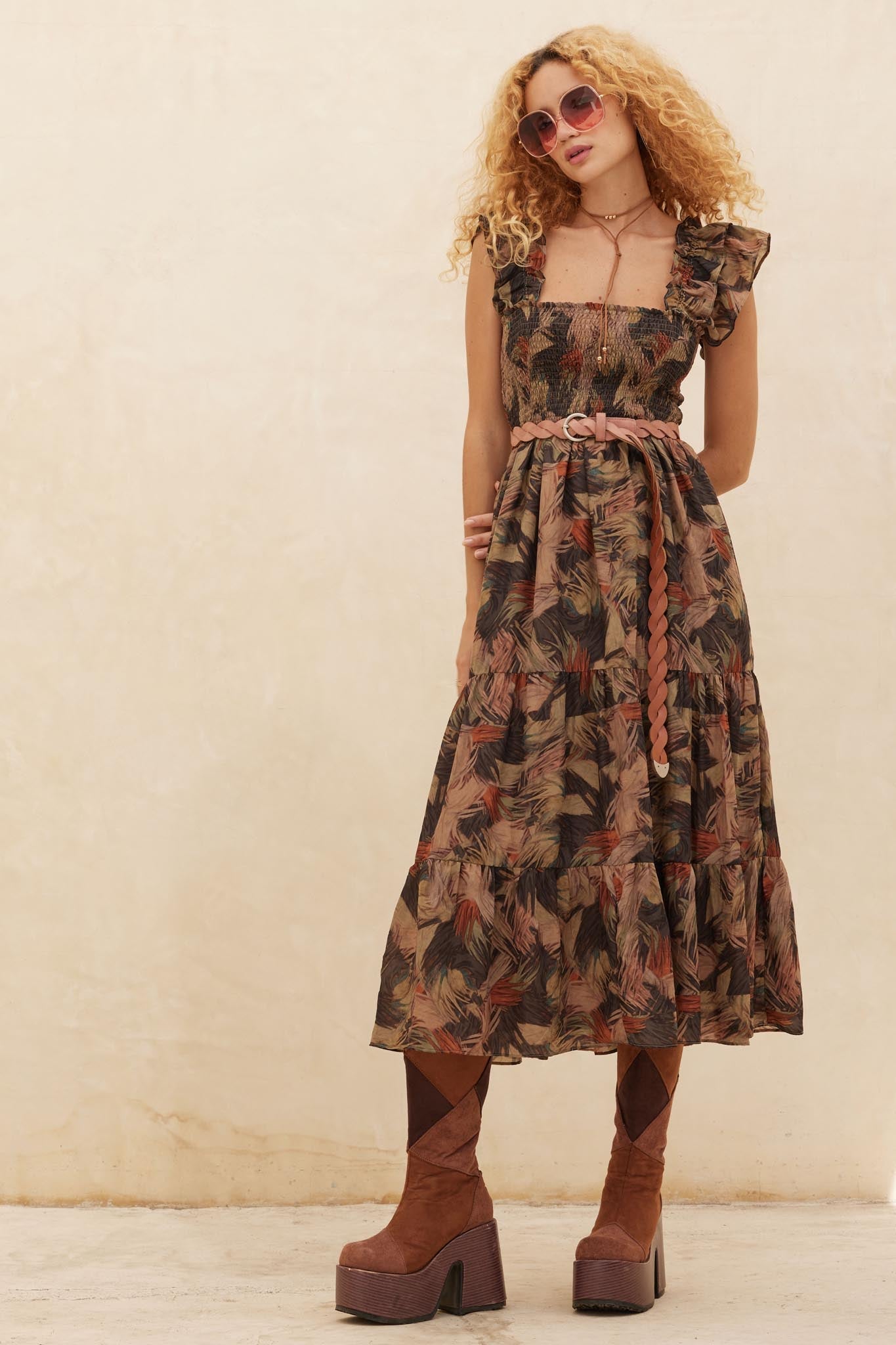 Imagine That Abstract-Print Tiered Midi Dress