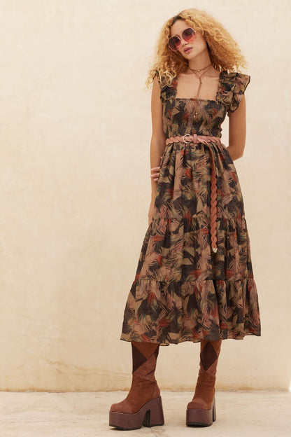 Imagine That Abstract-Print Tiered Midi Dress