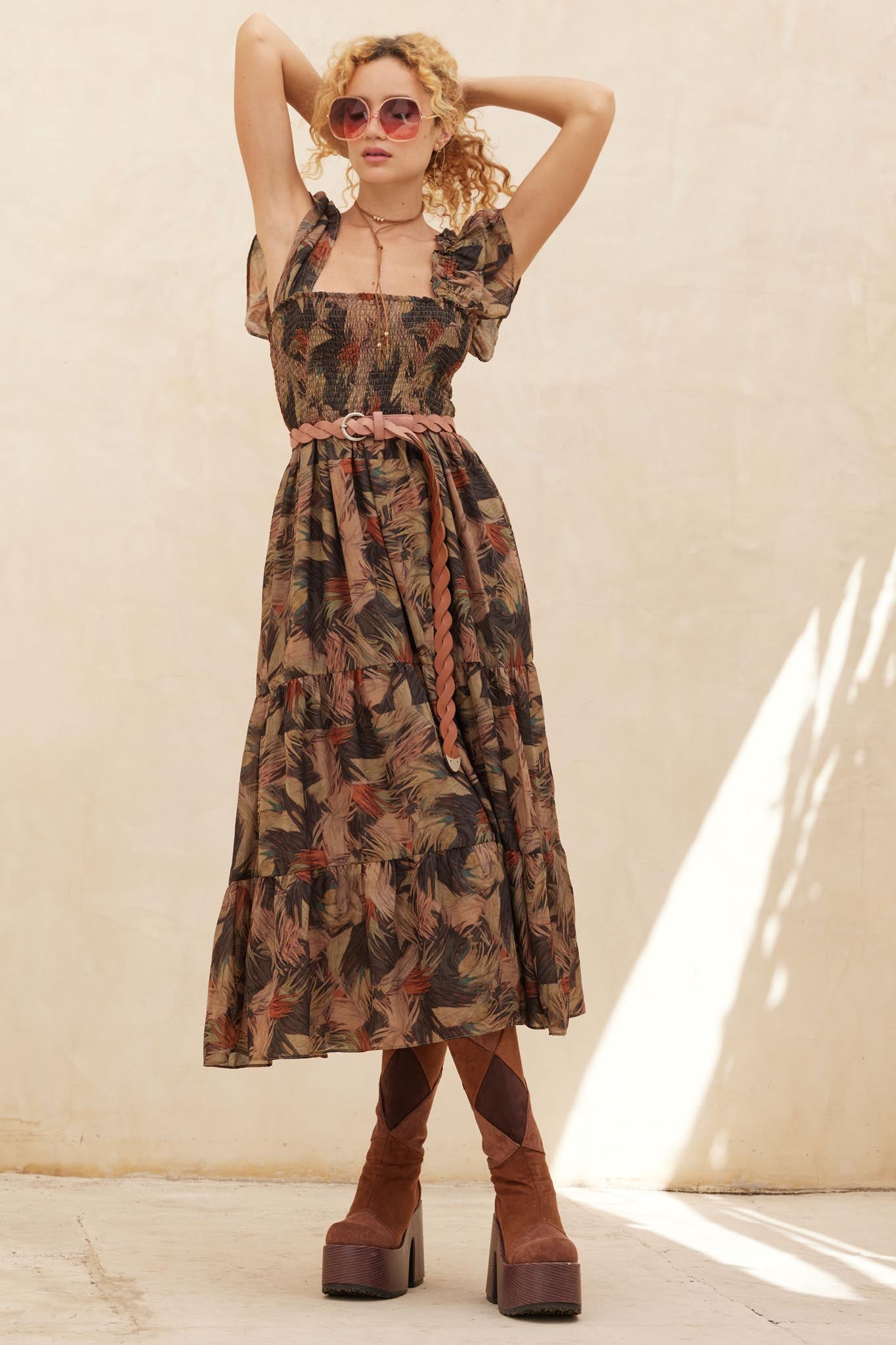 Imagine That Abstract-Print Tiered Midi Dress