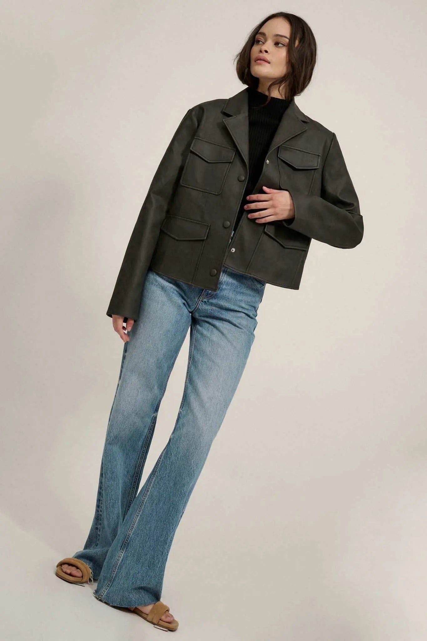 Put in the Work Vegan Leather Utility Jacket
