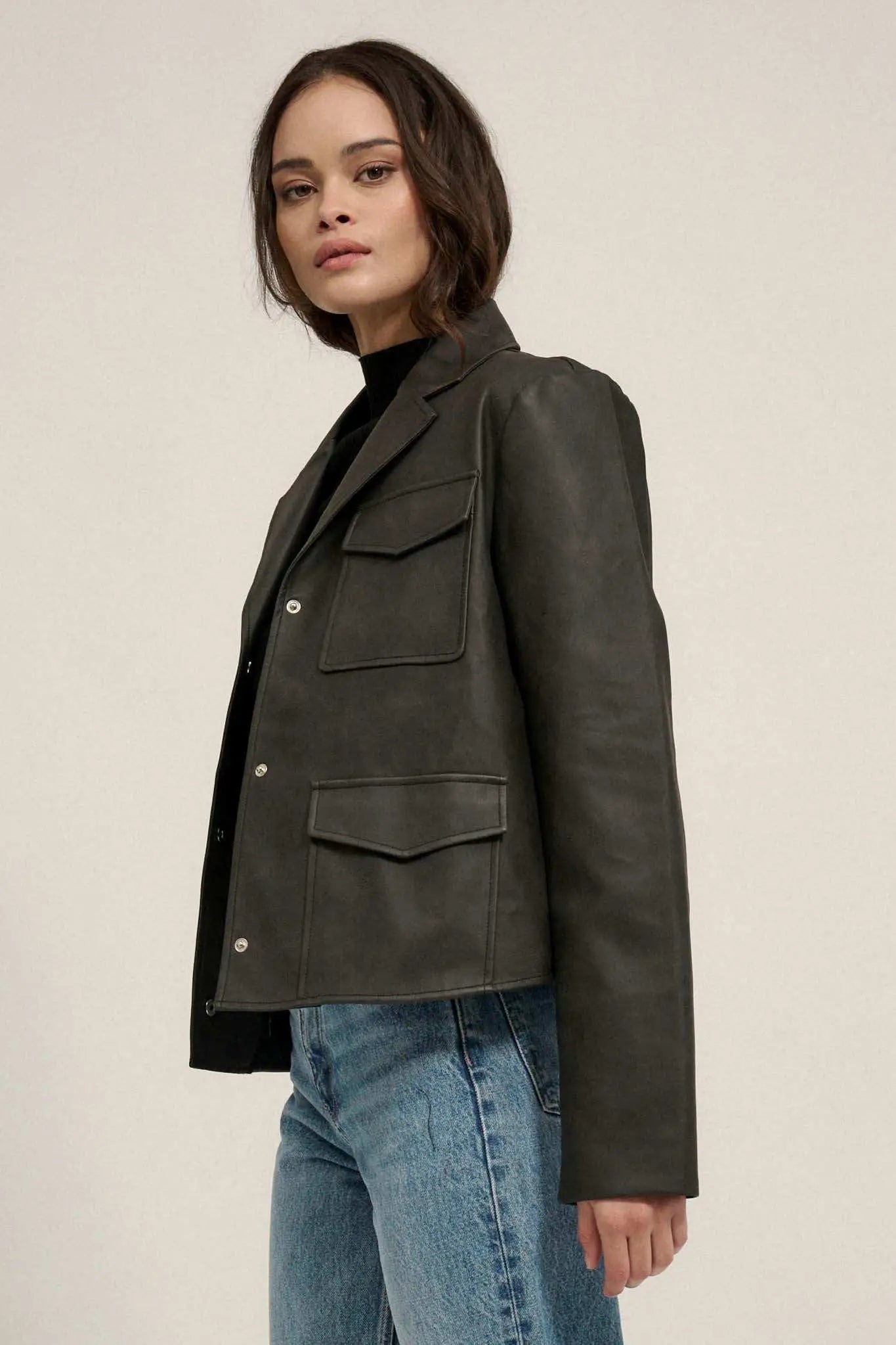 Put in the Work Vegan Leather Utility Jacket