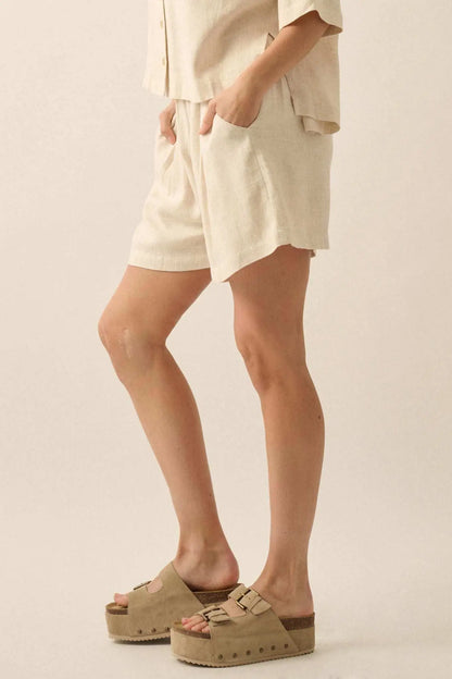 Natural Order Linen-Blend Pleated Wide-Leg Shorts