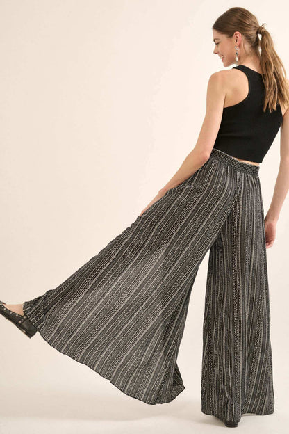 Journey Begins Geo-Print Wide-Leg Split Pants