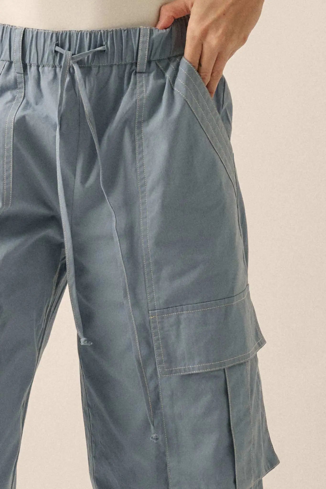 Keep It Real Wide-Leg Drawstring Cargo Pants