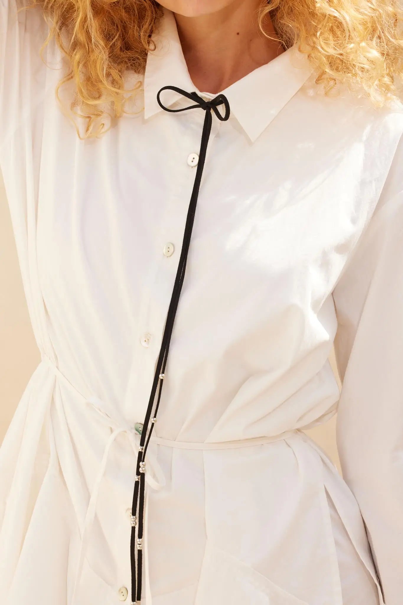 Clocked Out Belted Button-Up Skirted Shirt Romper
