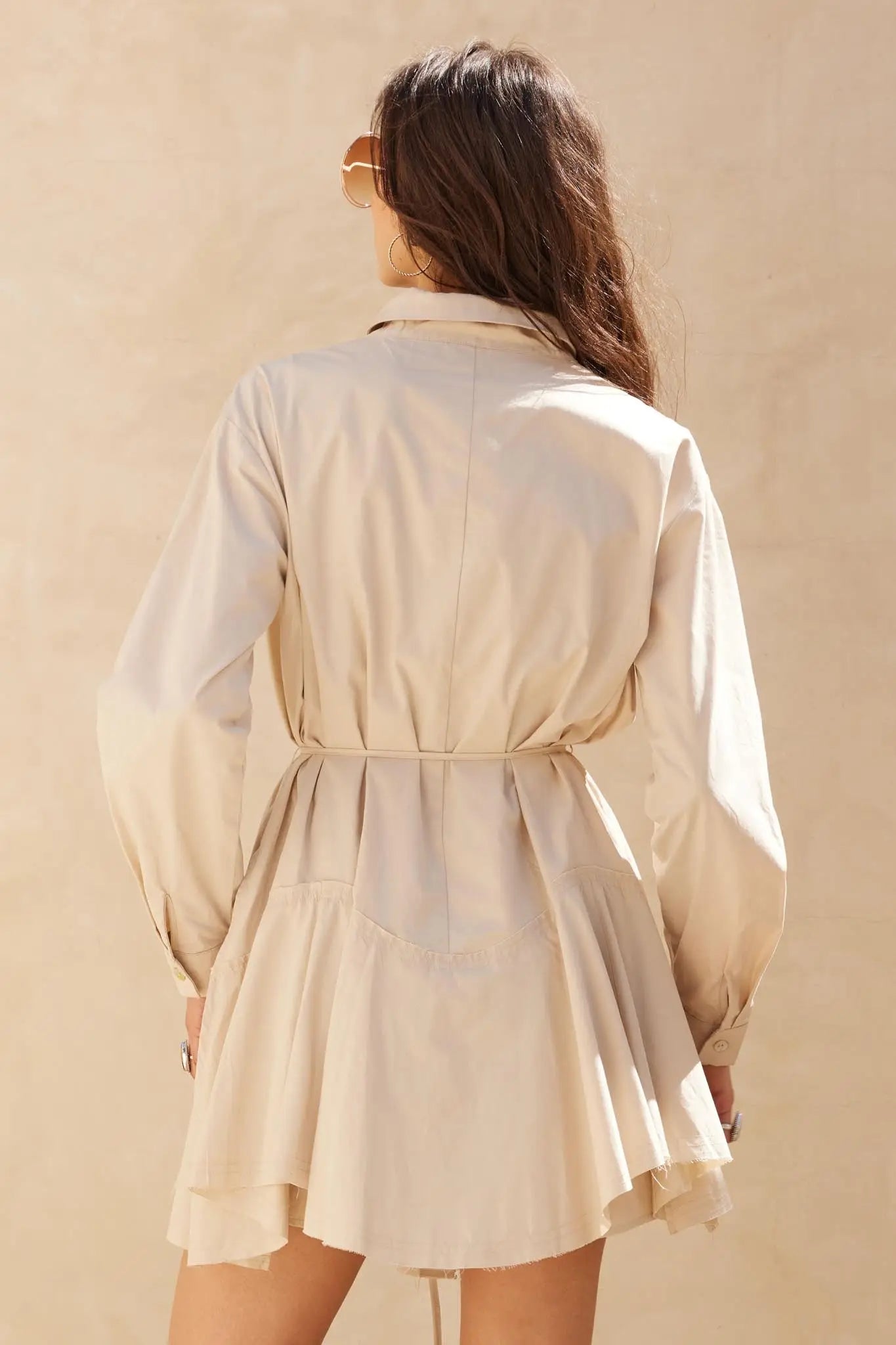 Clocked Out Belted Button-Up Skirted Shirt Romper