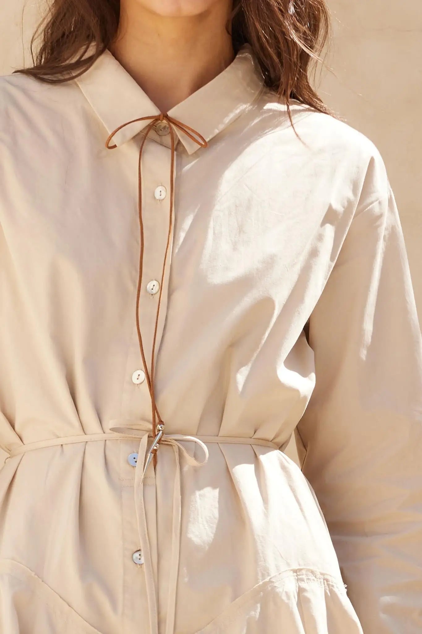 Clocked Out Belted Button-Up Skirted Shirt Romper