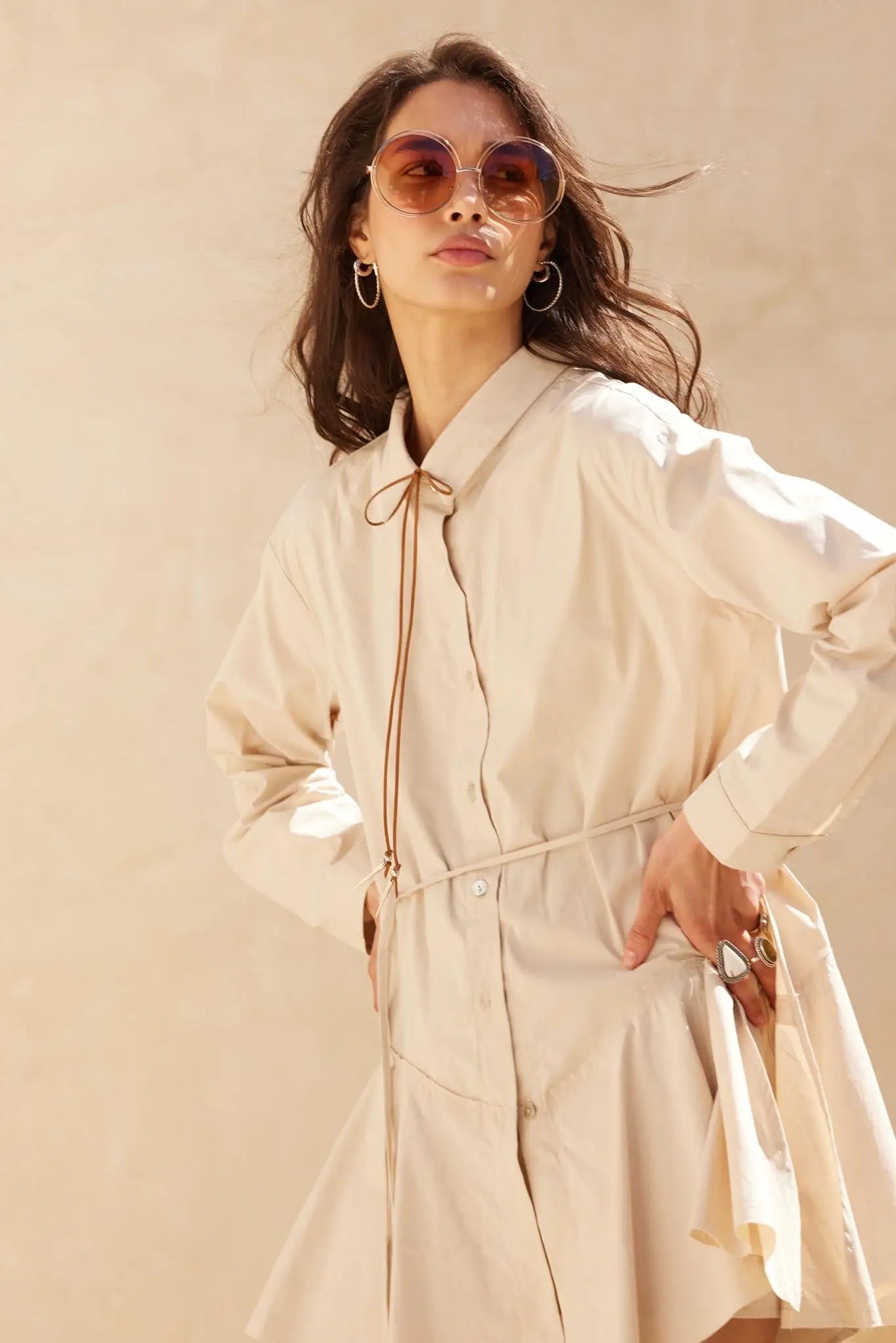 Clocked Out Belted Button-Up Skirted Shirt Romper