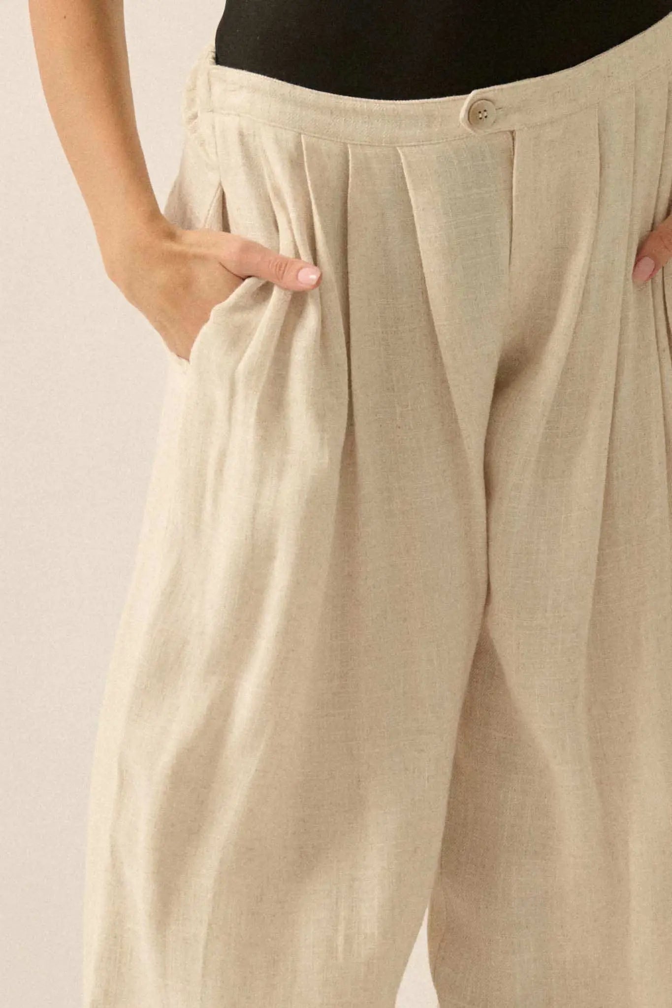 Miles Away Linen-Blend Pleated Wide-leg Pants