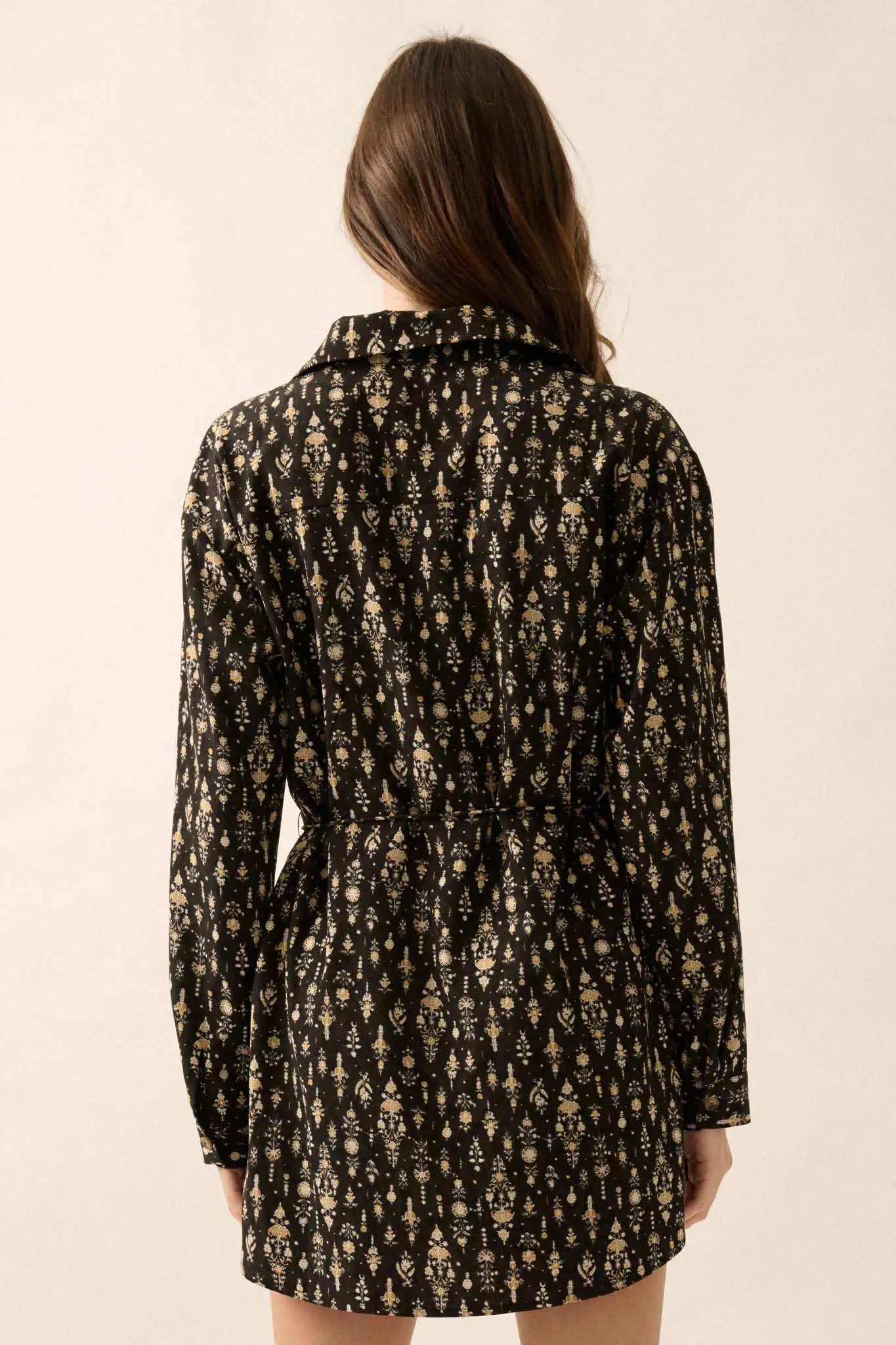 Magic Hour Ornate Floral Button-Up Shirt Romper