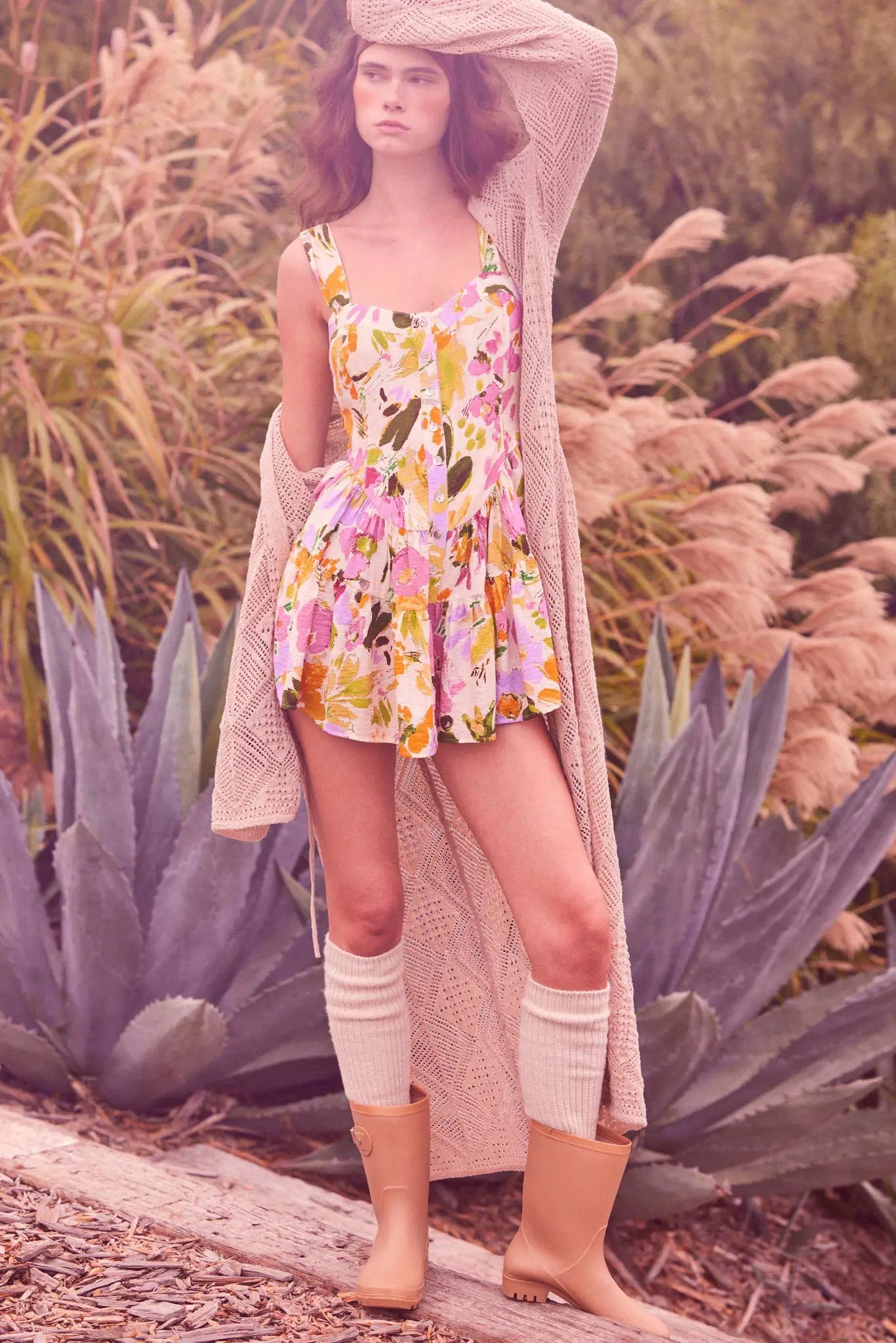 Dawn Blossoms Floral Ruffled Romper Dress