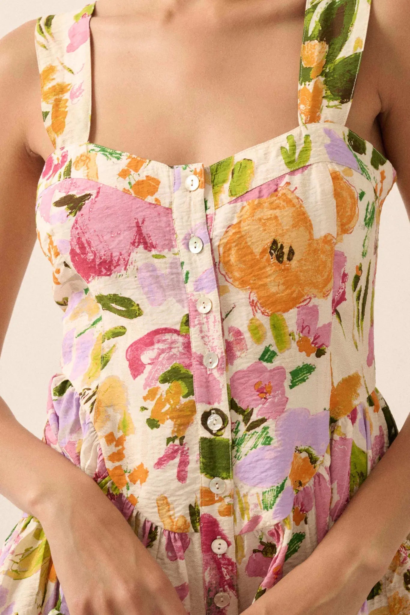 Dawn Blossoms Floral Ruffled Romper Dress