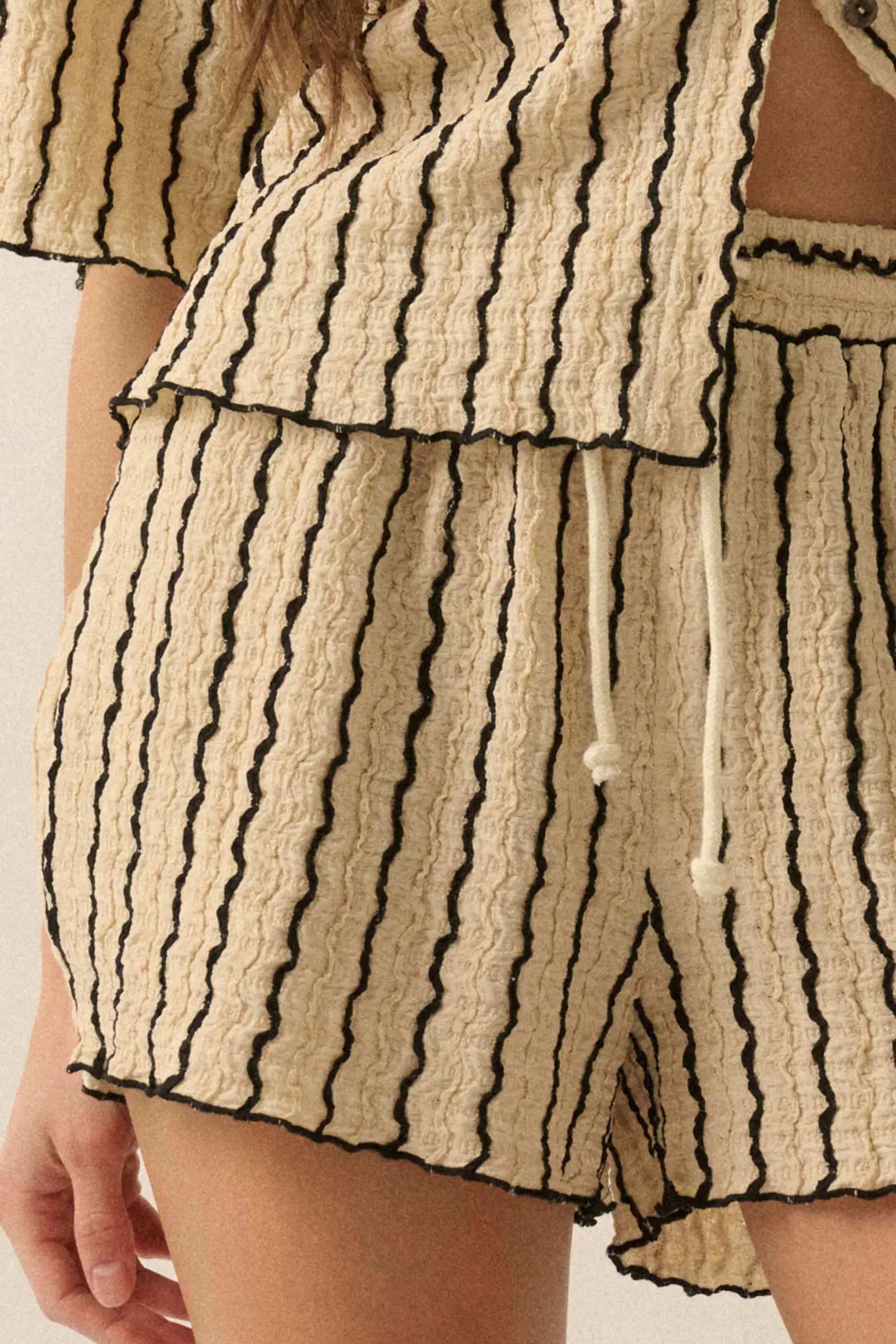 Ride the Wave Striped Knit Drawstring Shorts